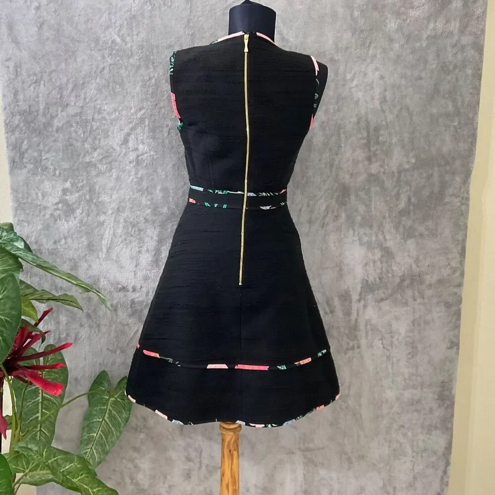 Kate Spade New York Fit & Flare Textured  Blossom Trim Dress women’s size 0